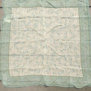 Ralph Lauren 100% Silk Scarf Blue and Green Flower